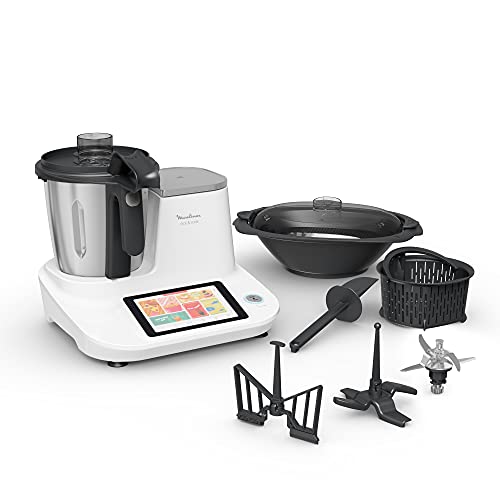 Moulinex Click&Cook HF5061 Robot de cuisine multifonction 3,6 l (Recetario, 10 programmes automatiques, température de 30 à 120 °C, 12 vitesses, 1400 W, 32 fonctions, balance Noir