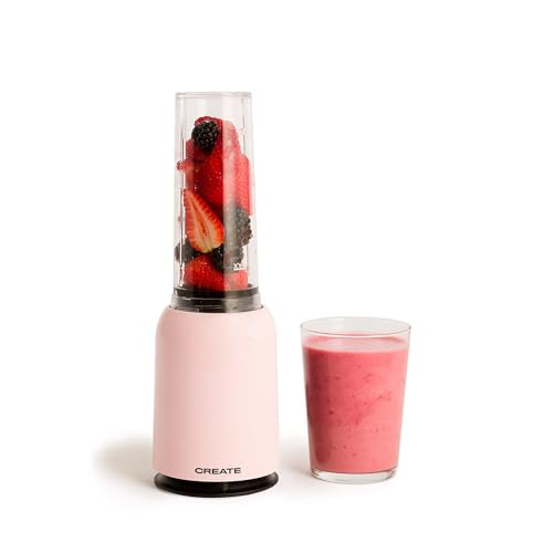 CREATE/MOI/Blender avec verre amovible Rose/Blender personnel pour smoothies, capacité 400 ml, blender simple, portable, lames en acier inoxydable, 230W, sans BPA